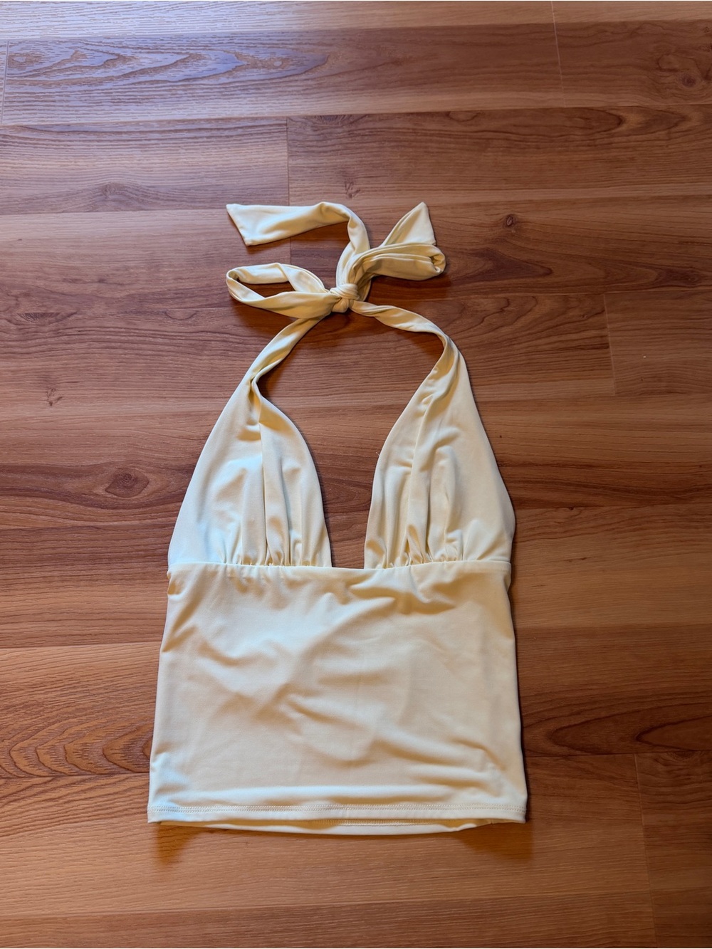 Garage Butter Yellow Cowl Neck Halter Top M NWOT Open Back